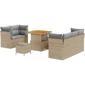 vidaXL Gartensofa-set 8 stk. 5-Sitzanzahl Beige und Hellgrau