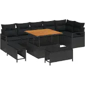 vidaXL Garten-Sofa-Set 9 stk. Schwarz Poly Rattan