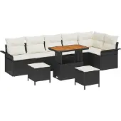 vidaXL Garten-Sofa-Set 9 stk. 8-Sitzanzahl Schwarz und Creme