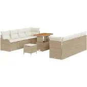 vidaXL Garten-Sofa-Set 11 stk. 10-Sitzanzahl Beige und Creme