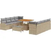 vidaXL Garten-Sofa-Set 11 stk. 10-Sitzanzahl Beige und Hellgrau