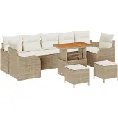 vidaXL Garten-Sofa-Set 10 stk. 9-Sitzanzahl Beige und Creme