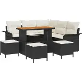 vidaXL Garten-Sofa-Set 9 stk. 8-Sitzanzahl Schwarz und Creme