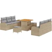 vidaXL Garten-Sofa-Set 9 stk. 8-Sitzanzahl Beige und Hellgrau