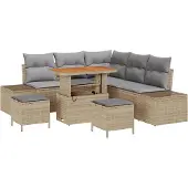 vidaXL Gartensofa-set 8 stk. Beige Poly-Rattan