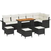 vidaXL Garten-Sofa-Set 9 stk. 8-Sitzanzahl Schwarz und Creme