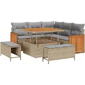 vidaXL Gartensofa-set 8 stk. 7-Sitzanzahl Beige und Hellgrau
