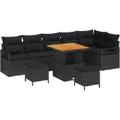 vidaXL Garten-Sofa-Set 9 stk. 8-Sitzanzahl Schwarz