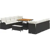 vidaXL Garten-Sofa-Set 11 stk. 10-Sitzanzahl Schwarz und Creme