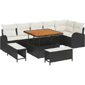 vidaXL Garten-Sofa-Set 9 stk. 8-Sitzanzahl Schwarz und Creme