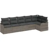 vidaXL Gartensofa-set 6 stk. Grau Poly-Rattan