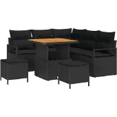 vidaXL Garten-Sofa-Set 8 stk. 7-Sitzanzahl Schwarz