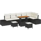 vidaXL Gartensofa-set 9 stk. 8-Sitzanzahl Schwarz Poly Rattan