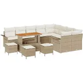 vidaXL Gartensofa-set 12 stk. Beige Poly-Rattan