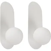 Beliani Wandleuchte 2er Set Weiß Metall Oval 1-Flammig mit Milchglas-Kugel Retro-Design Wandlampe für Innenbereich Schlafzimmer Wohnzimmer Esszimmer