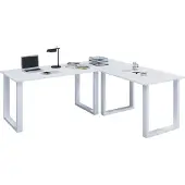 VCM Holz Schreibtisch | Eckschreibtisch schlicht | 220x220 | L Form links oder rechts | Arbeitstisch Platte 80 cm tief | Computertisch Büromöbel - Lona U