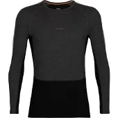 Icebreaker - Funktionsunterwäsche aus Merinowolle - M ZoneKnit 200 LS Crewe Jet Hthr/Black/Metro Hthr/Cb für Herren aus Wolle - Größe XL - Grau