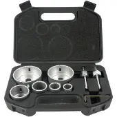 GEKO Präzisions-Wolframkarbid-Lochsägen-Set 6-teilig, Durchmesser 22-73mm, ideal für Gipskarton und Fliesen, inklusive Halter und Schraubenschlüssel