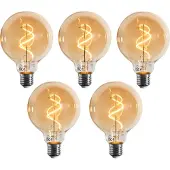 LUEDD 5er-Set E27 Dimmbare LED-Glühbirne Spiralfilament G95 Gold 4W 270 lm 2100K