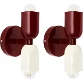 Beliani Wandleuchte 2er Set Rot u. Cremeweiß Metall 2-Flammig Zylinderform Retro Doppelkopf Wandstrahler für Innenbereich Schlafzimmer Wohnzimmer