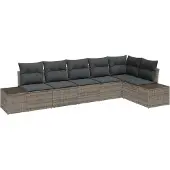 vidaXL Gartensofa-set 6 Stk. Grau Poly-Rattan