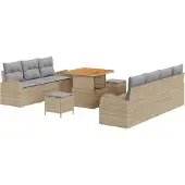 vidaXL Garten-Sofa-Set 10 stk. 9-Sitzanzahl Beige und Hellgrau