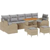 vidaXL Garten-Sofa-Set 10 Stk. 9-Sitzanzahl Beige