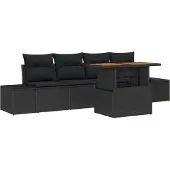vidaXL Gartensofa-set 5 Stk. Schwarz und Braun
