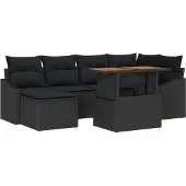 vidaXL Gartensofa-set 7 Stk. Schwarz und Braun