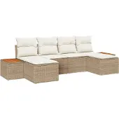 vidaXL Gartensofa-set 6 stk. Beige Poly-Rattan
