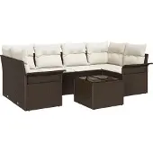 vidaXL Gartensofa-set 7 stk. Braun Poly-Rattan