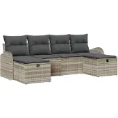 vidaXL Sofa Set 6 stk. Hellgrau Poly-Rattan