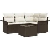 vidaXL Gartensofa-set 5 stk. Braun Poly-Rattan