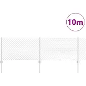 vidaXL Maschendrahtzaun mit Pfosten 10 x 0,6 m Verzinkter Stahl Silber