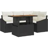 vidaXL Garten-Sofa-Set 5 stk. Schwarz Poly Rattan