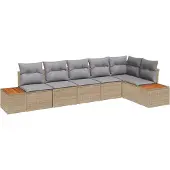 vidaXL Gartensofa-set 6 stk. Beige Poly Rattan