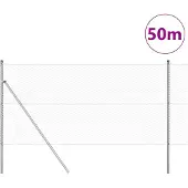 vidaXL Bodenmontierter Sechseckzaun 50 x 1,4 m Verzinkter Stahl Silber