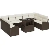 vidaXL Gartensofa-set 10 stk. Braun Poly Rattan