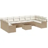 vidaXL Gartensofa-set mit Speicher 11 pcs Braun Poly-Rattan