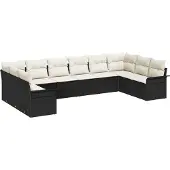 vidaXL Gartensofa-set 10 stk. Schwarz Poly-Rattan