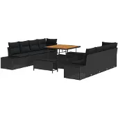 vidaXL Gartensofa-set 11 stk. Schwarz Poly-Rattan
