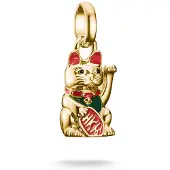 Thomas Sabo Charm-Anhänger Winkekatze bunt Connect vergoldet