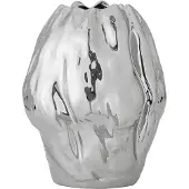 Bloomingville Bobby Vase, Steingut, silber, Höhe 29 cm - , Bobby, Metallisch, für Wohnzimmer, Keramik
