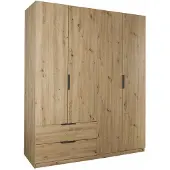 Die Möbelfundgrube Kleiderschrank mit Schubladen 4-türig Eiche 162 cm - ESPRESSO