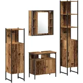 vidaXL Badezimmermöbel-Set 4 stk. Altholz 33 x 33 x 185,5 cm