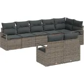 vidaXL Gartensofa-set 8 Stk. Grau Poly-Rattan