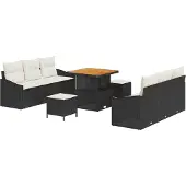 vidaXL Garten-Sofa-Set 9 stk. 8-Sitzanzahl Schwarz und Creme