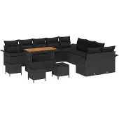 vidaXL Gartensofa-set 13 stk. Schwarz Poly-Rattan