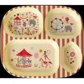 Rice - Melamine Kids 4 Room Plate with Fun Fair Print - Pink