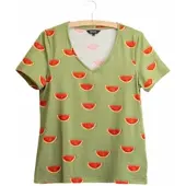 Snurk T-Shirt V-Neck Watermelon Damen Grün-XS